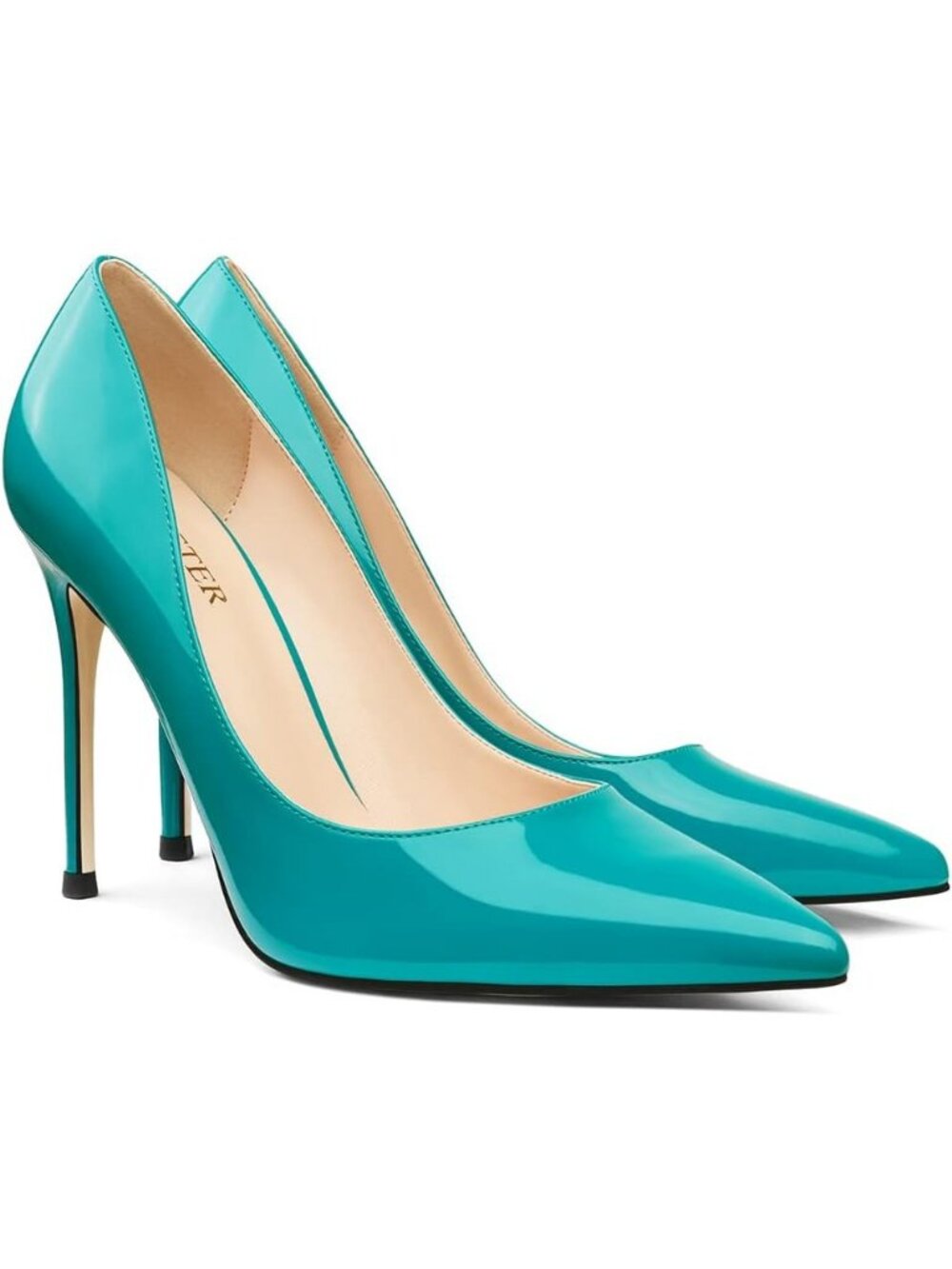 Women's Teal Pumps Pointed Toe Slip On Stiletto High Heels Formal Dressy Shoes